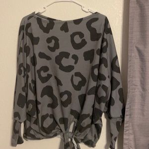 Cheetah print top with tie